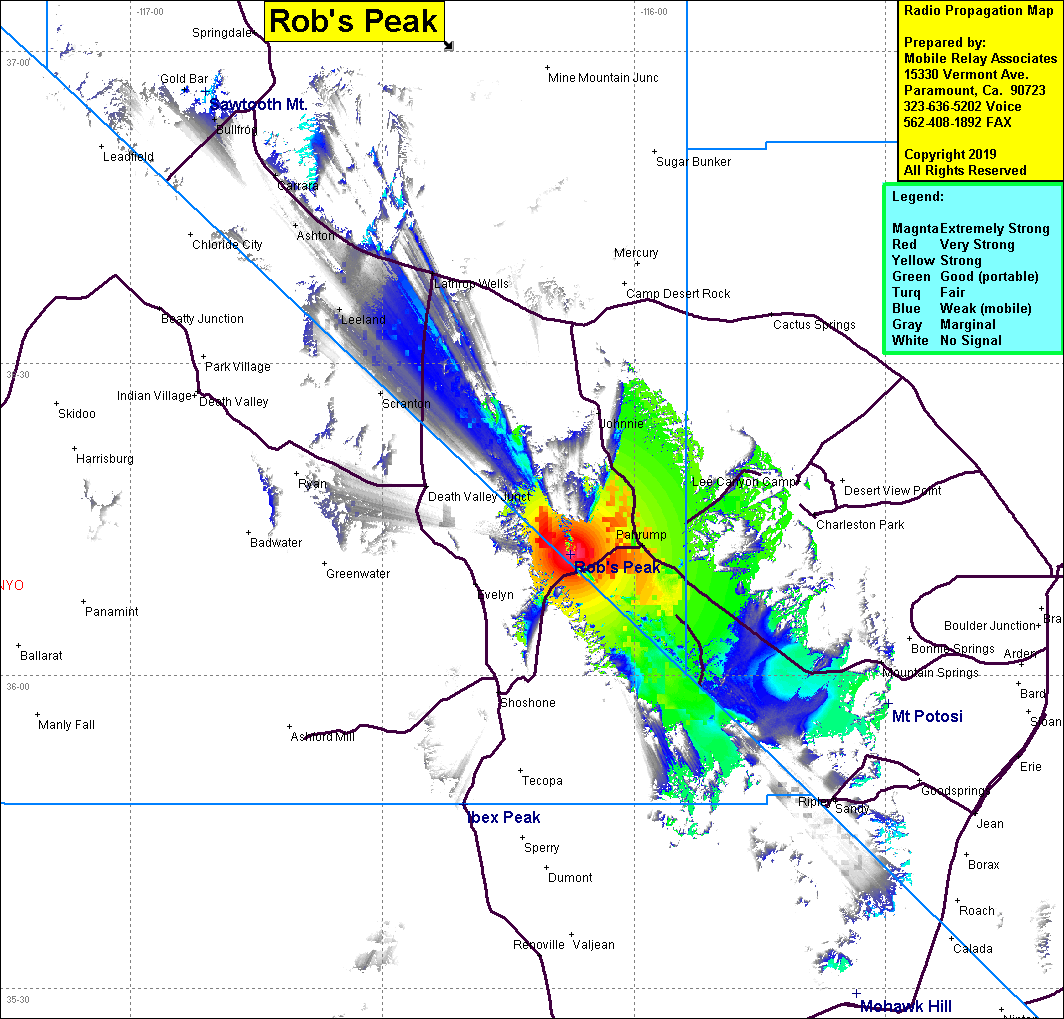 heat map radio coverage Rob's Peak